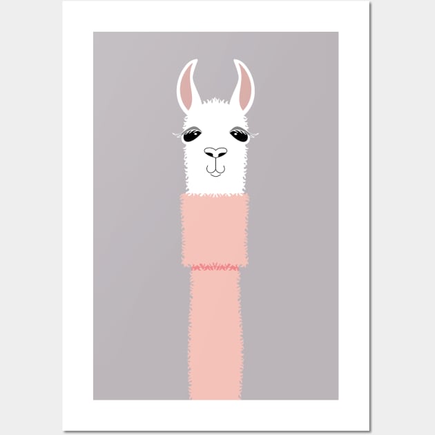 LLAMA IN PINK TURTLENECK SWEATER Wall Art by JeanGregoryEvans1